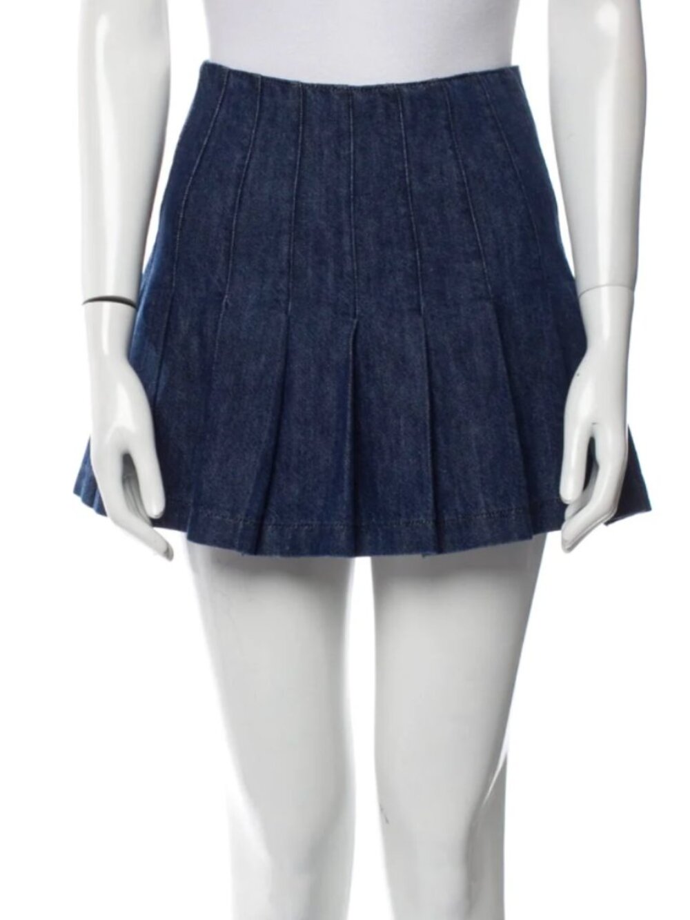 Like New Alice & Olivia Pleated Denim Mini Skirt